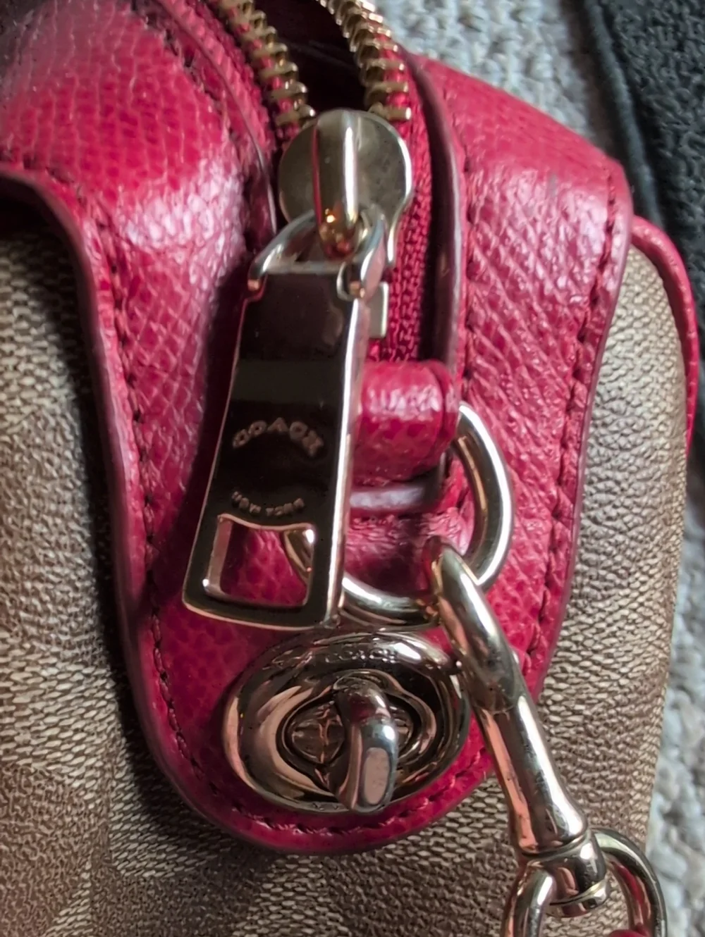 Coach Brown Signature Canvas Satchel with Red Trim - Pre 1994
